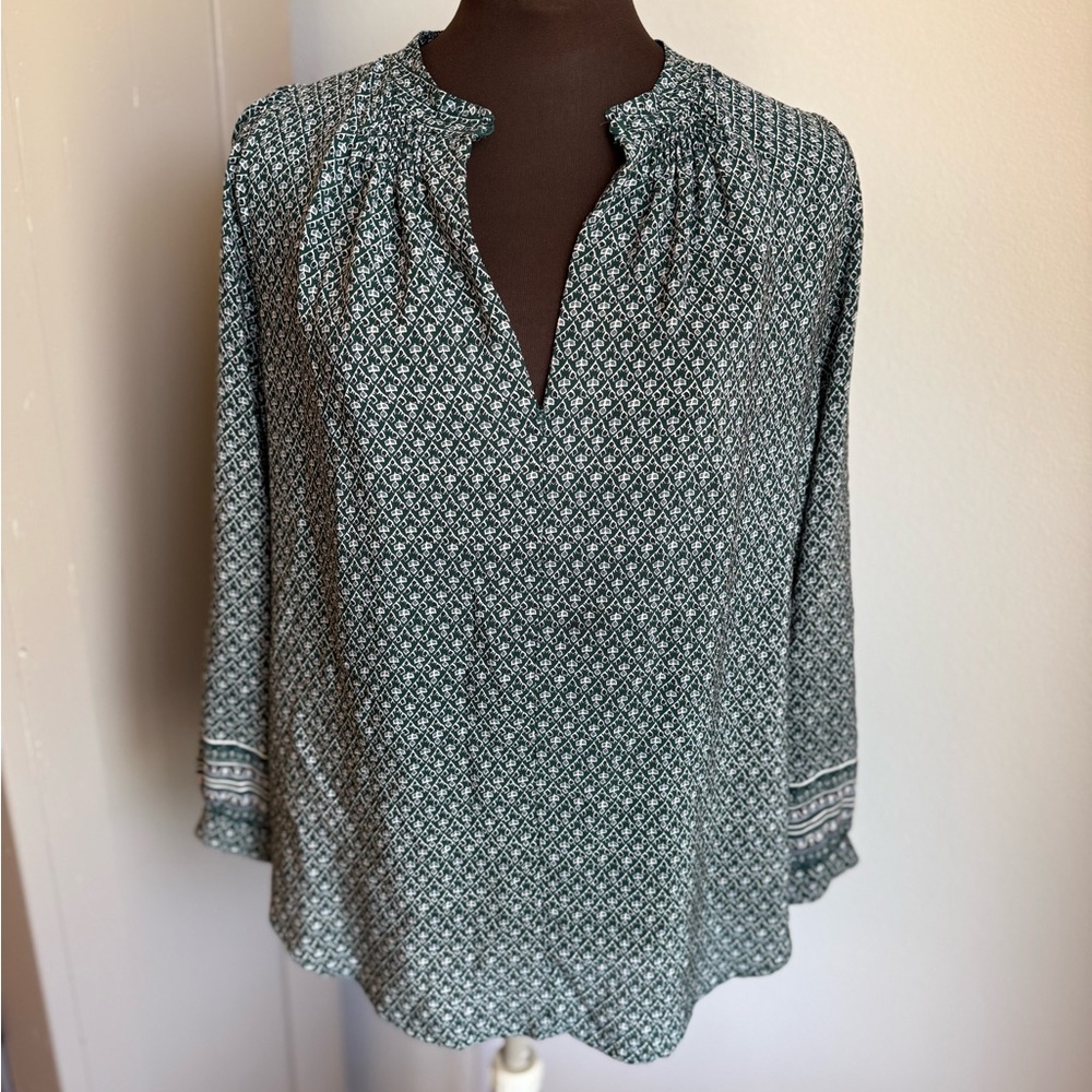 MADEWELL Silk Green Patterned Women's Blouse - size M